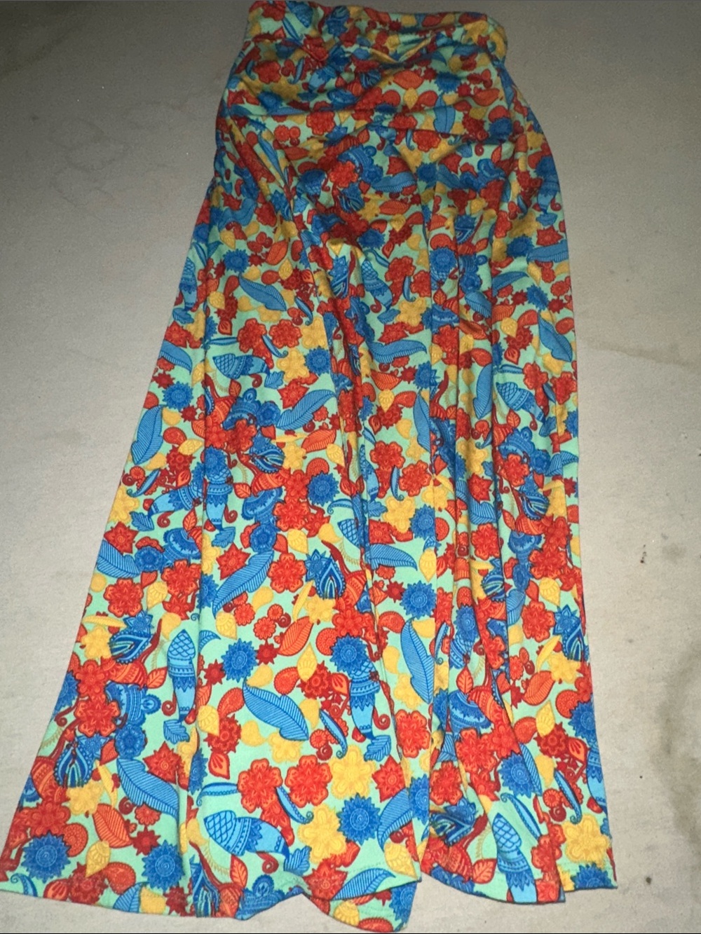 LuLaRoe Bright Red, Blue and Yellow Floral Maxi Skirt - Picture 3 of 3